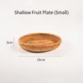 Pequeña cesta de frutas plana de ratán natural hecha a mano, 19 cm de diámetro - Bandeja de Frutas Poco Profunda / Pequeño (19x3cm)
