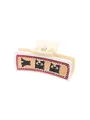Détail d'une pince à cheveux de style western avec motif cactus en cuir - Style Cactus en Cuir Beige (90065)