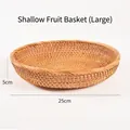 Cesta de frutas poco profunda de ratán tejido a mano, diámetro 25cm y altura 5cm - Bandeja de Frutas Poco Profunda / Grande (25x5cm)
