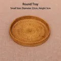 Bandeja pequeña redonda de ratán tejida a mano para fruta, 22 cm de diámetro natural - Bandeja redonda / Pequeño (22x3cm)