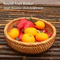 Pequeña cesta redonda de ratán tejida a mano, 20 cm de diámetro, diseño natural - Cesta de Frutas Redonda / Pequeño (20x6cm)