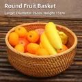 Cesta de frutas de ratán natural tejida a mano, cuenco redondo grande para el hogar - Cesta de Frutas Redonda / Grande (26x11cm)