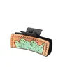 Pince à cheveux style western en cuir avec imprimé cactus pour femmes noir - Style Cactus Vert Mat (90105)