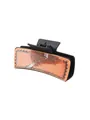 Pince à cheveux rectangulaire style western avec cuir imprimé de vache d'Écosse - Style Vache des Highlands Orange (90107)