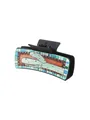 Grande pince à cheveux style western avec un motif imprimé de cactus bleu et orange - Style Bordure Turquoise Cactus (90108)