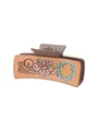 Pince à cheveux style Western en cuir avec motif floral de tournesol en relief pour femme - Style à Motif Soleil Tournesol (90263)