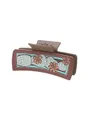 Pince à cheveux élégante en cuir marron avec motif de cactus et de tournesol western - Style Fleur de Cactus Bleue (90268)
