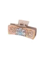 Pince à cheveux vintage style Western en cuir avec motif de tournesol bleu en relief - Style Volute Tournesol Bleu (90079)