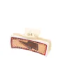 Pince à cheveux de style Western avec un motif d'éclair marron sur une base crème - Style Motif Éclair en Cuir Crème (90067)
