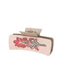 Pince à cheveux de style western avec motif floral gaufré sur texture cuir rose. - Style Cuir Rose Motif Floral en Relief (90253)