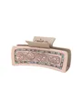 Pince à cheveux de style western avec gravure florale sur cuir rose et points - Style Gravé à Points Turquoise (90254)