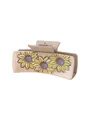 Pince à cheveux élégante en cuir beige style western avec motifs tournesols jaunes - Style Cuir Imprimé Tournesol (90256)