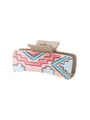 Pince à cheveux de style western avec motif géométrique en similicuir rose et bleu - Style à Motif de Vagues Géométriques Colorées (90260)