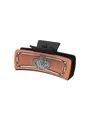 Pince à cheveux élégante en cuir de style western avec motif floral en turquoise - Style Bronze avec Fleur Turquoise (90163)