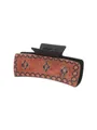 Pince à cheveux style Western en cuir avec motifs géométriques tribaux marron - Style à motif géométrique ethnique noir (90249)