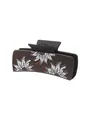 Pince à cheveux élégante style western marron foncé avec motif tournesol blanc pour femmes - Style Cactus Tournesol Blanc (90239)