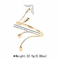 Bracelet de bras croisé doré multicouche avec gouttes et dimensions détaillées - B3721