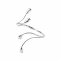 Bracelet de bras ouvert multicouche géométrique argenté avec gouttes d'eau. - B3722