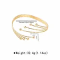 Bracelet de bras ouvert géométrique multicouche doré avec détails de boules - B3731