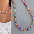 Handmade colorful shell heart beaded necklace minimalist fashion choker for women - Colorful Shell Heart Necklace / 38+5cm