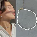 Minimalist shell heart beaded choker necklace featuring 18k gold plated stainless steel - Mirror Heart Shell Choker Necklace (38+5cm)