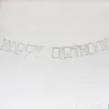 Silberne hohle Glitzer Happy Birthday Banner für Baby Geburtstagsparty Dekoration - Glitzer Ausgehöhlt/Silber