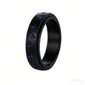 Zwarte roestvrijstalen spinner ring met blauwe ster edelstenen voor stressverlichting - Zwart / Maat 7