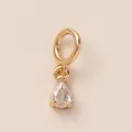 Gold-plated pear-shaped clear zircon birthstone pendant with a polished 18K gold finish - April Diamond Pear Pendant Only (Without Chain)