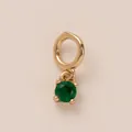 Elegante ciondolo placcato oro 18 carati con una brillante pietra portafortuna in zircone verde - Ciondolo Smeraldo Tondo di Maggio Solo (Senza Catena)