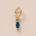 Ciondolo portafortuna placcato oro 18 carati con zircone blu a taglio marquise raffinato - Ciondolo Zaffiro Marquise di Settembre Solo (Senza Catena)