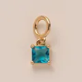 Elegante ciondolo quadrato in zircone blu chiaro placcato oro 18K per gioielli fai da te - Ciondolo Topazio Blu Princess di Dicembre Solo (Senza Catena)