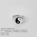 Anello Yin Yang in acciaio inossidabile con smalto bianco e nero, finitura argento - Circonferenza 54MM-US7 / Confezione da 10 / Argento