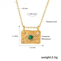 Vintage 18k gold plated titanium steel evil eye necklace with turquoise and rhinestones - Necklace / Gold