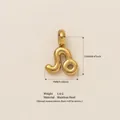 Premium gold Leo zodiac pendant in durable stainless steel with detailed dimensions. - Leo Zodiac Pendant