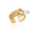 Adjustable 18K gold plated ring with micro-pave cubic zirconia stones - Multi Row Micro Pave Buckle Style (G124457)