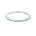 Detailed macro shot of an S925 sterling silver eternity ring with turquoise stones - Size HK 10 = US 5 / Paraiba Blue White Gold