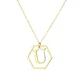 Elegant gold-colored hexagon pendant necklace featuring a minimalist letter U design - Letter U