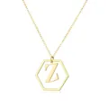 Gold-plated geometric hexagonal necklace featuring initial letter Z pendant charm - Letter Z