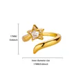 Adjustable 18K gold plated open ring featuring a sparkling star-shaped zircon setting - G128427