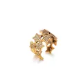 Elegant 18K gold plated adjustable open ring featuring pave zircon star design for women - G127696