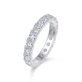 Detailed macro view of S925 silver eternity ring featuring sparkling moissanite stones - US Size 5 / 3mm Moissanite Style (R13626) / Silver