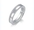 High-quality S925 silver ring featuring a sparkling single row of moissanite stones - US Size 5 / 1.2mm Moissanite Ring (R14873) / Silver