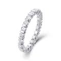 Detailed macro view of S925 silver Moissanite eternity ring with round cut stones - US Size 5 / 2.7mm Moissanite Ring (R13405) / Silver