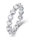 Detailed macro view of S925 sterling silver eternity ring with round moissanite stones - US Size 5 / 4mm Moissanite Ring (R13575) / Silver