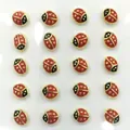 Cute ladybug shaped stainless steel stud earrings set in red and black enamel - Ladybug Style (EA129801G) / 10 Pairs Set / Gold