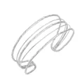 Brazalete multicapa de acero inoxidable plateado con diseño abierto y ajustable para mujer - Estilo de Varias Capas Plateado