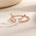 Close-up detail of a rose gold reindeer antler open ring made from durable stainless steel - US Size 9 / Rose Gold