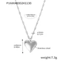 Stainless steel water wave chain heart pendant necklace in silver finish for women - Single Layer Heart Style (P1686) / Silver