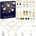 24-teiliger Weihnachts-Schmuck-Adventskalender mit Ohrringen, Ketten und Armbändern - Blaue Box + Schwarzes Set (SDT090-4)