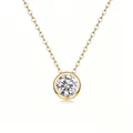 Elegante collana con moissanite a castone tondo in argento S925, finitura dorata - 45cm / Oro